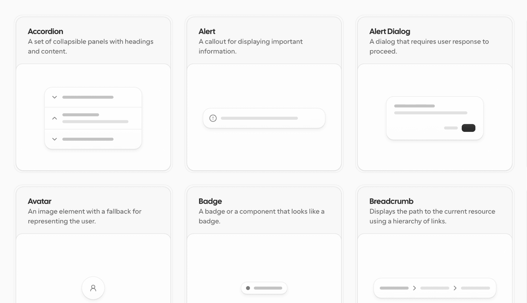 coss.com UI component overview: accordion, alert, alert dialog, avatar, badge, breadcrumb