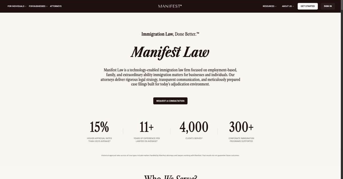 Manifest Law website preview