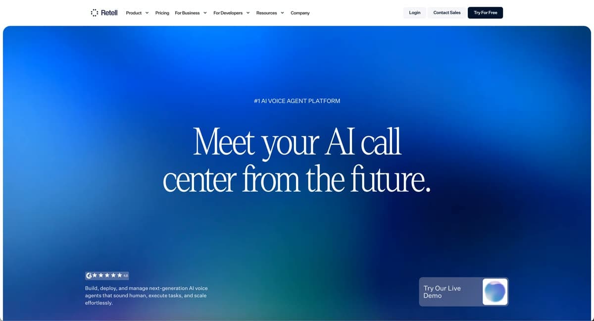 Retell AI website preview