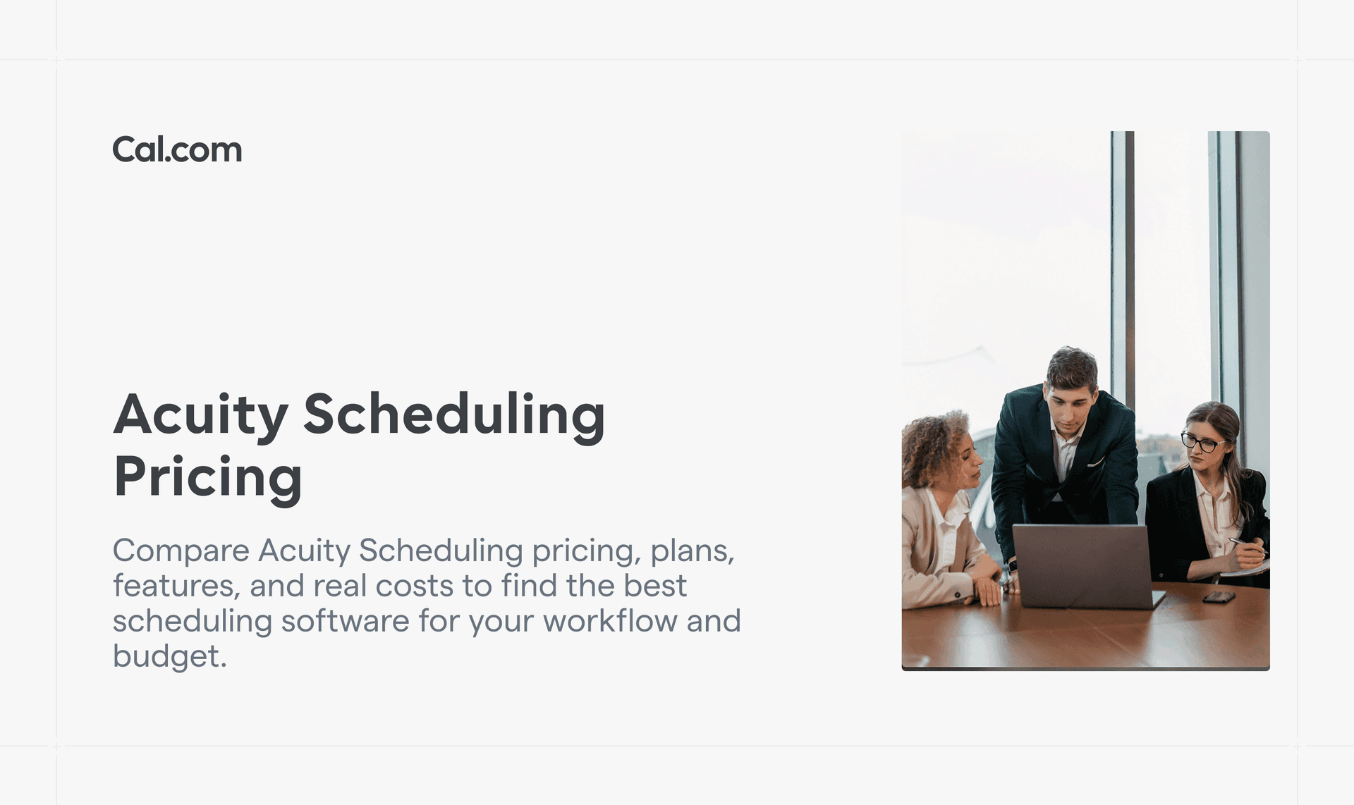 Cal.com blog banner about Acuity Scheduling pricing
