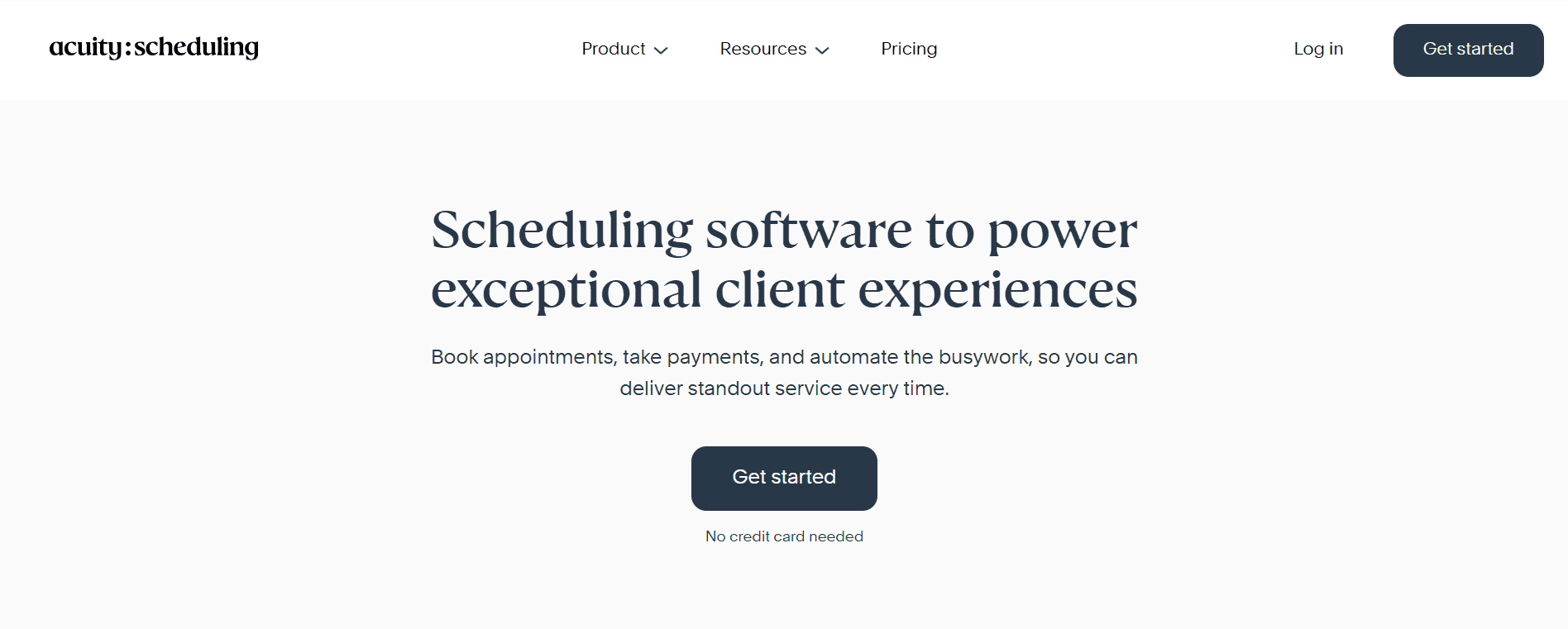 HHome page of Acuity Scheduling