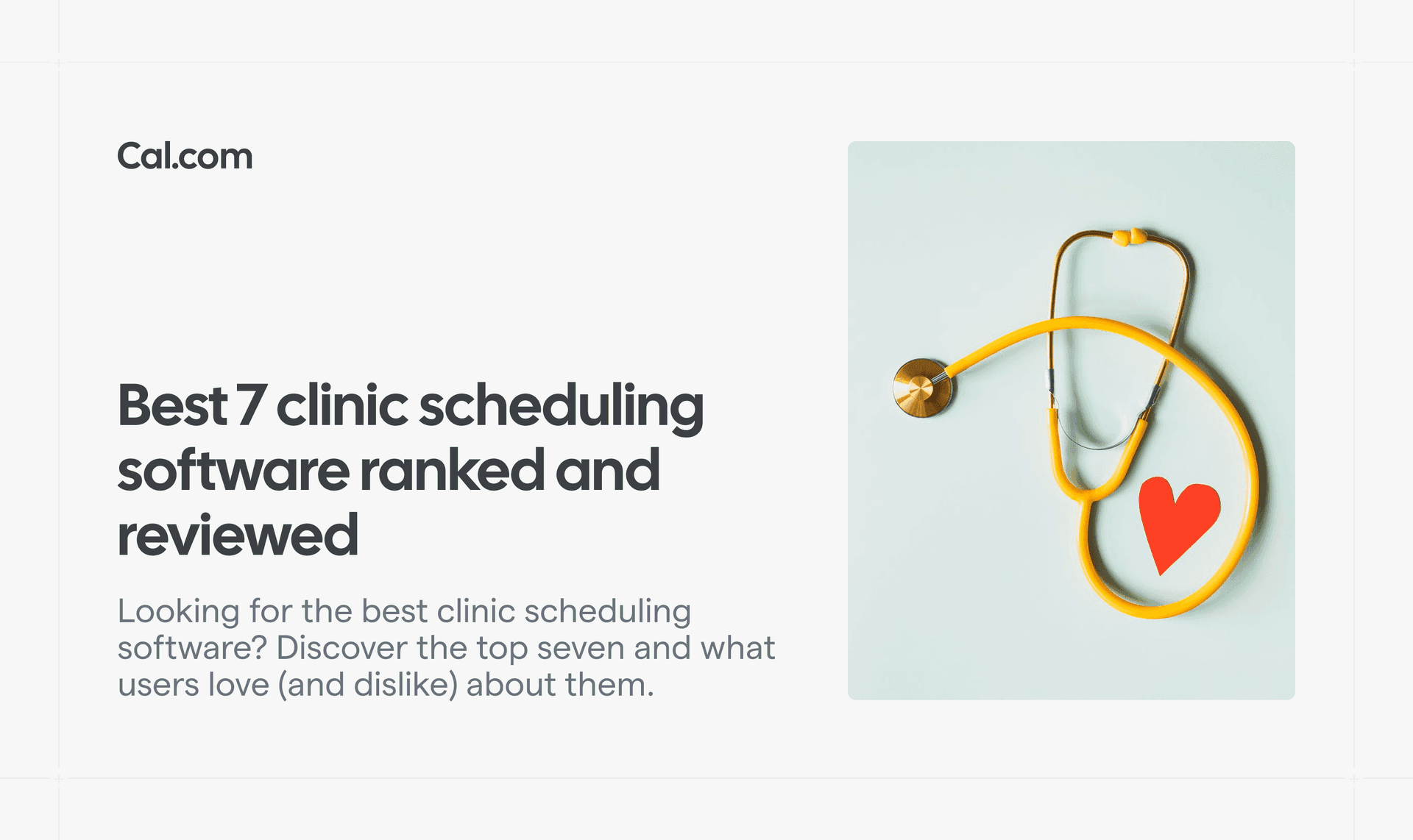 Stethoscope with heart beside clinic scheduling headline