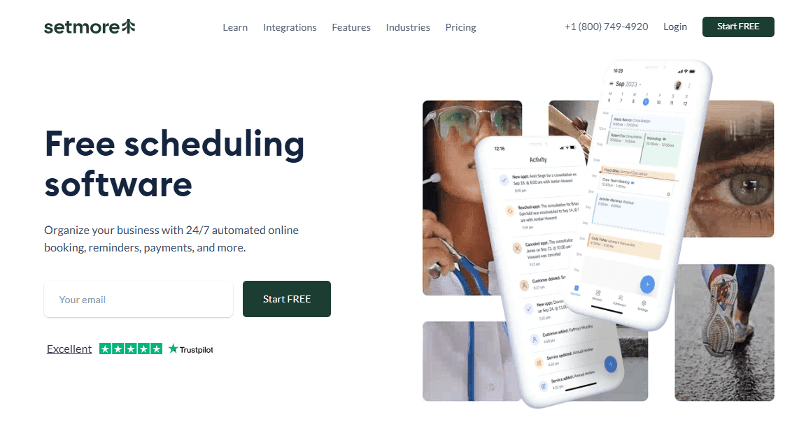 Homepage of Setmore