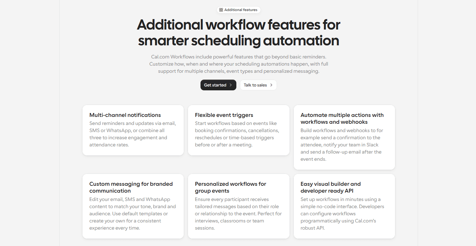 Cal.com workflow features for scheduling automation