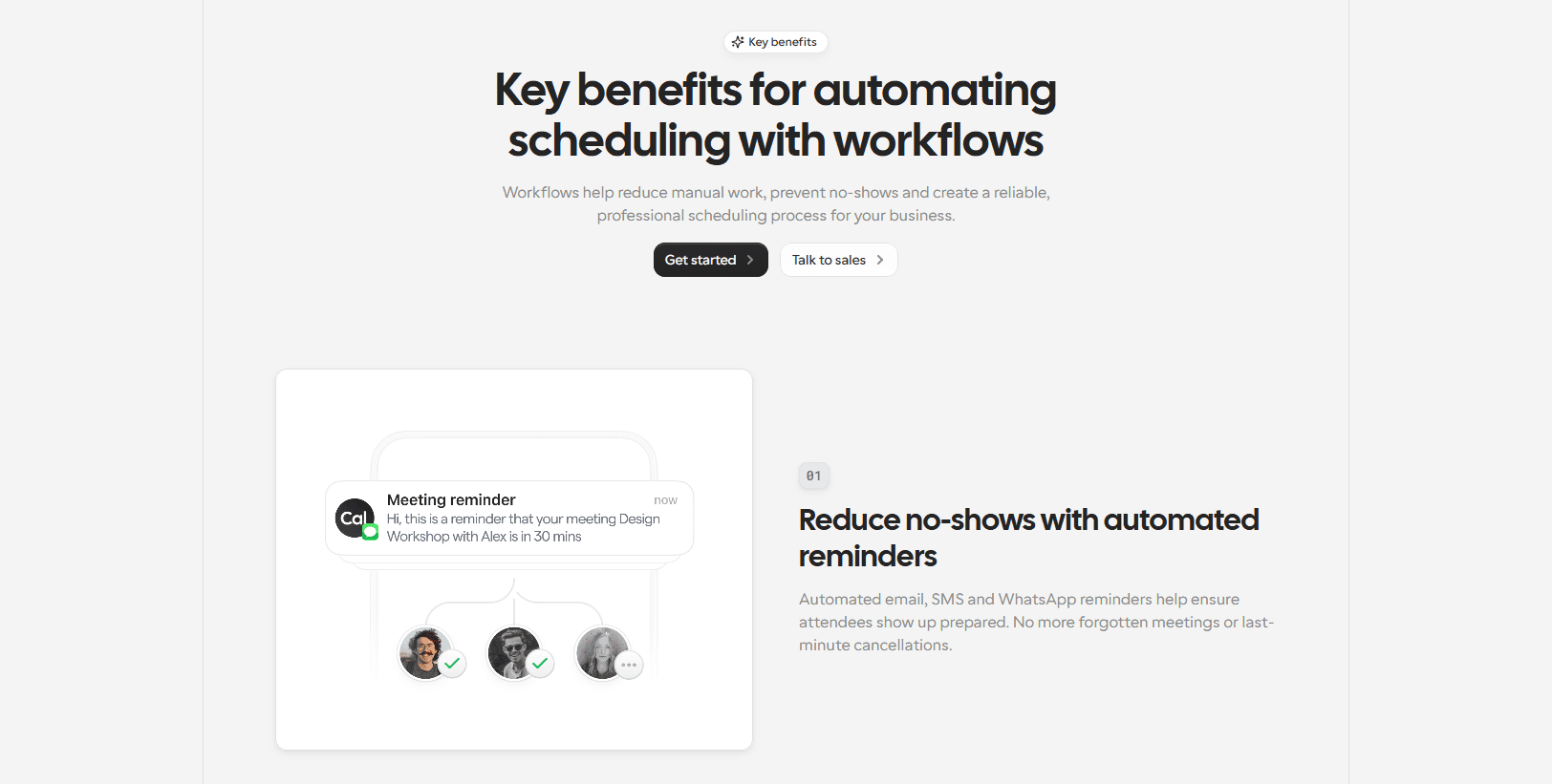 Cal.com workflows key benefits for reducing no-shows