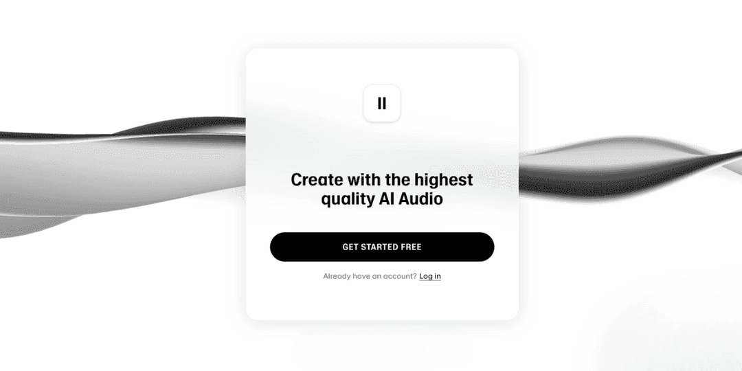 AI audio tool landing page hero section