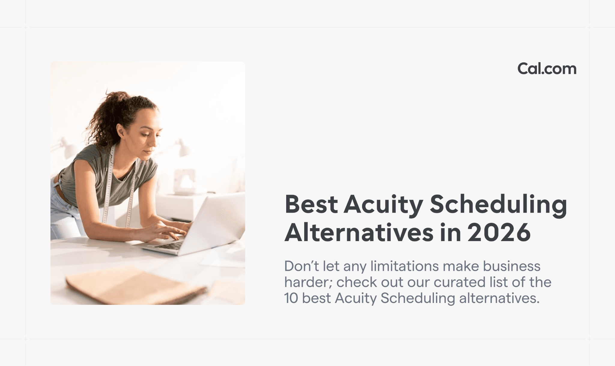 Woman typing on laptop next to Acuity alternatives blog title