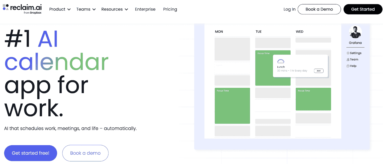 Reclaim.ai homepage