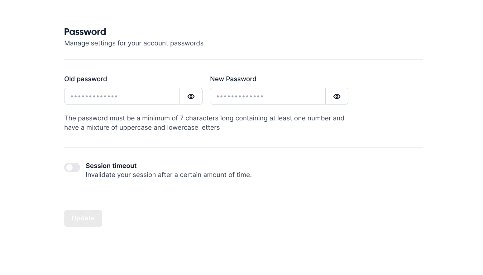 Screenshot of Cal.com password settings