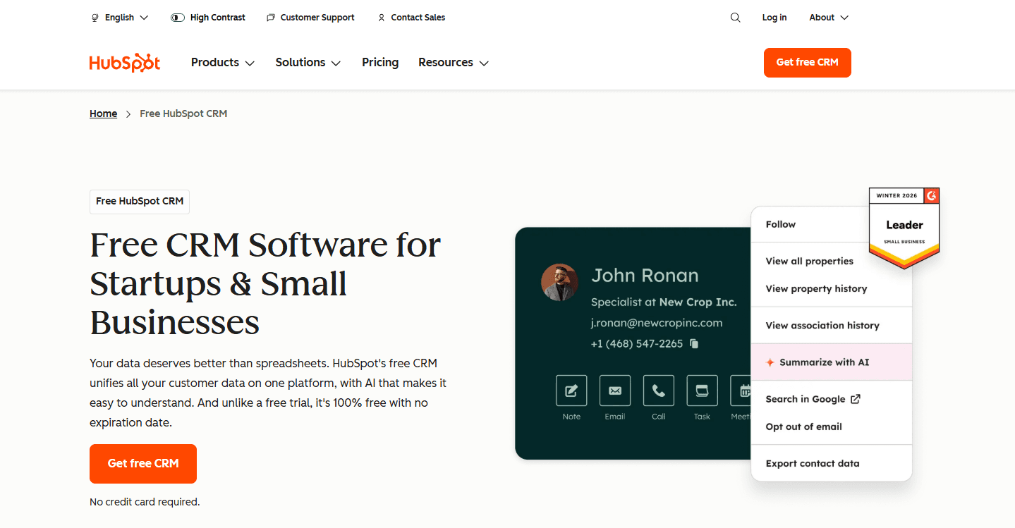 HubSpot homepage