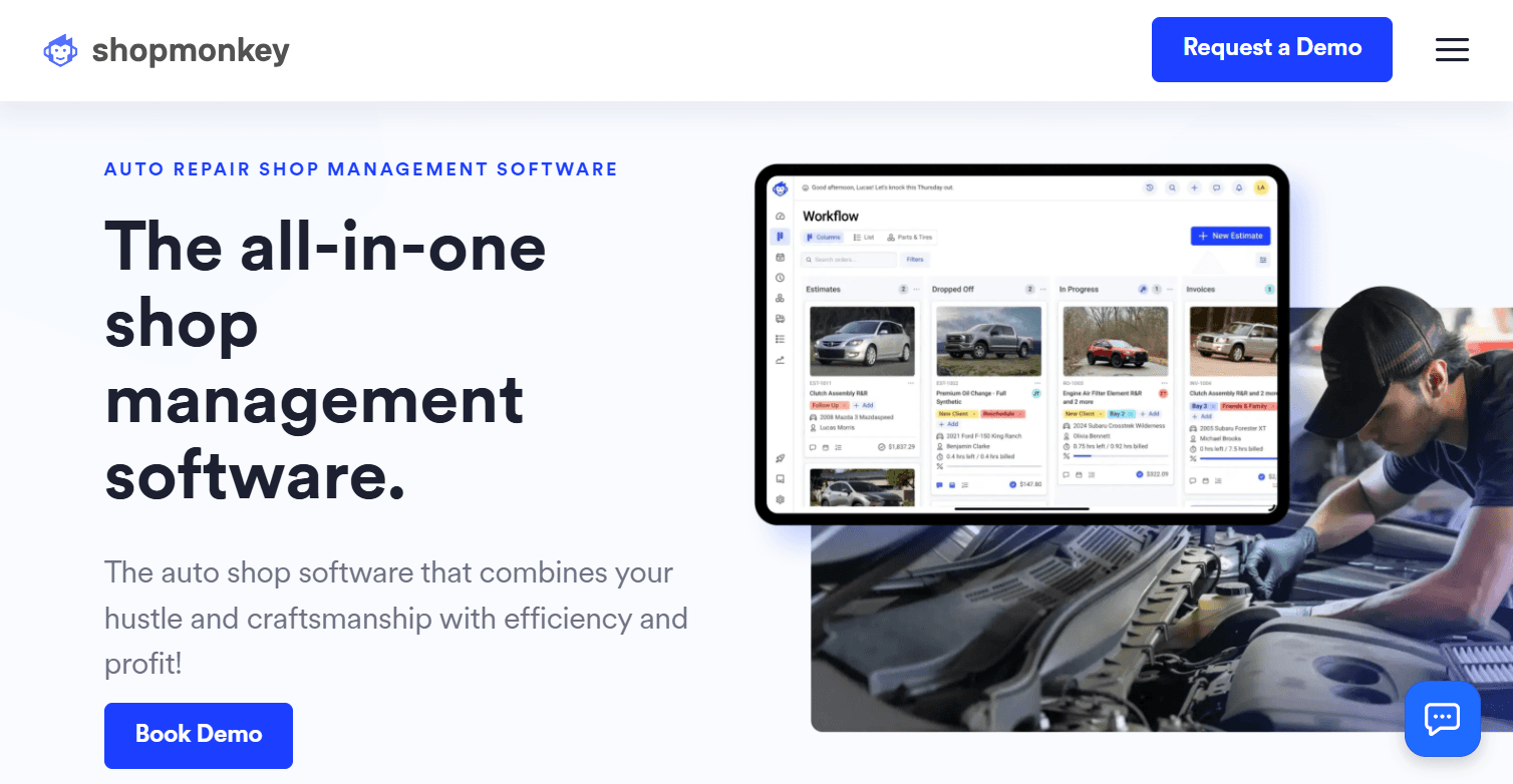 Shopmonkey auto repair shop management software homepage