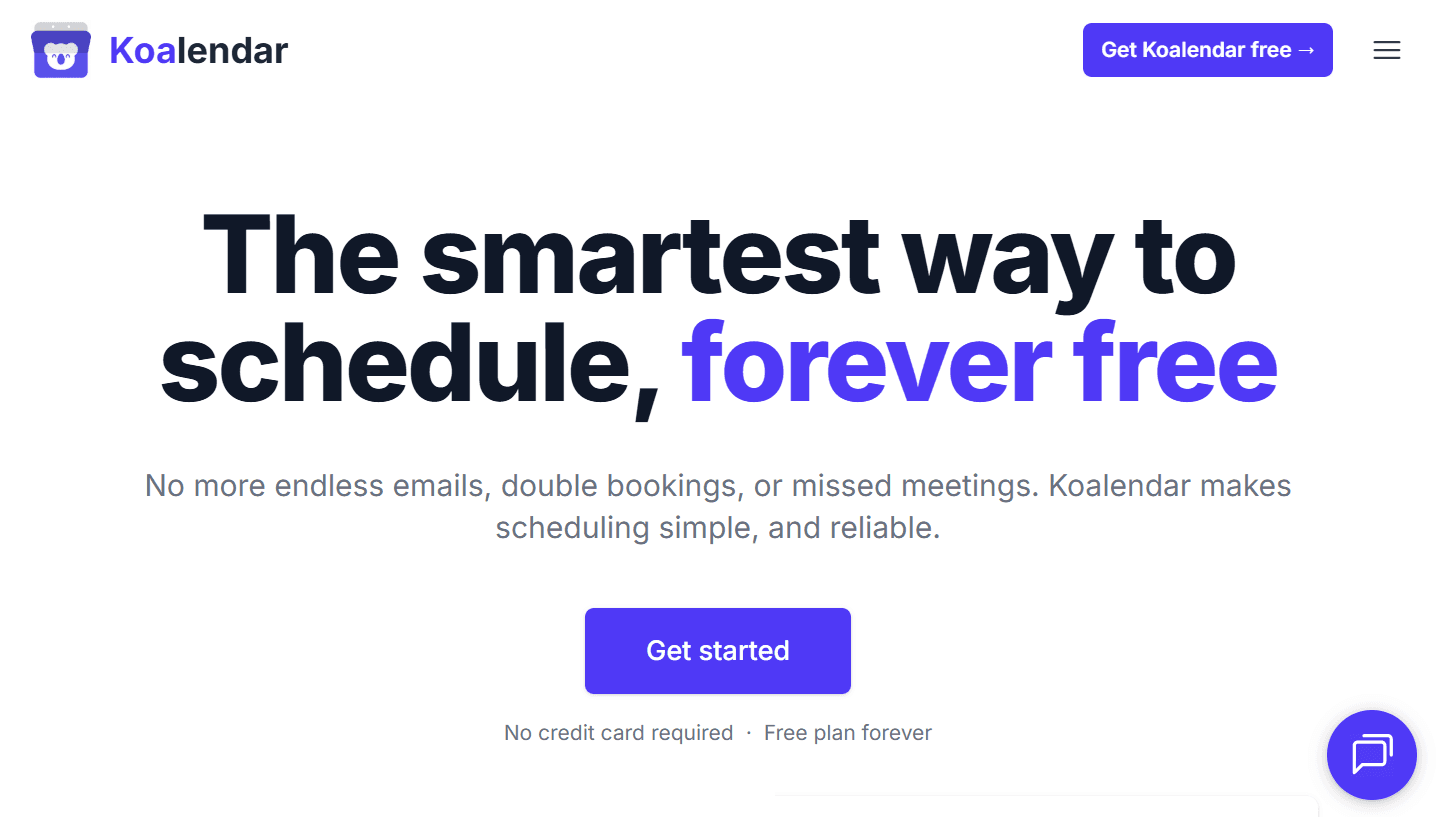 Koalendar homepage hero section