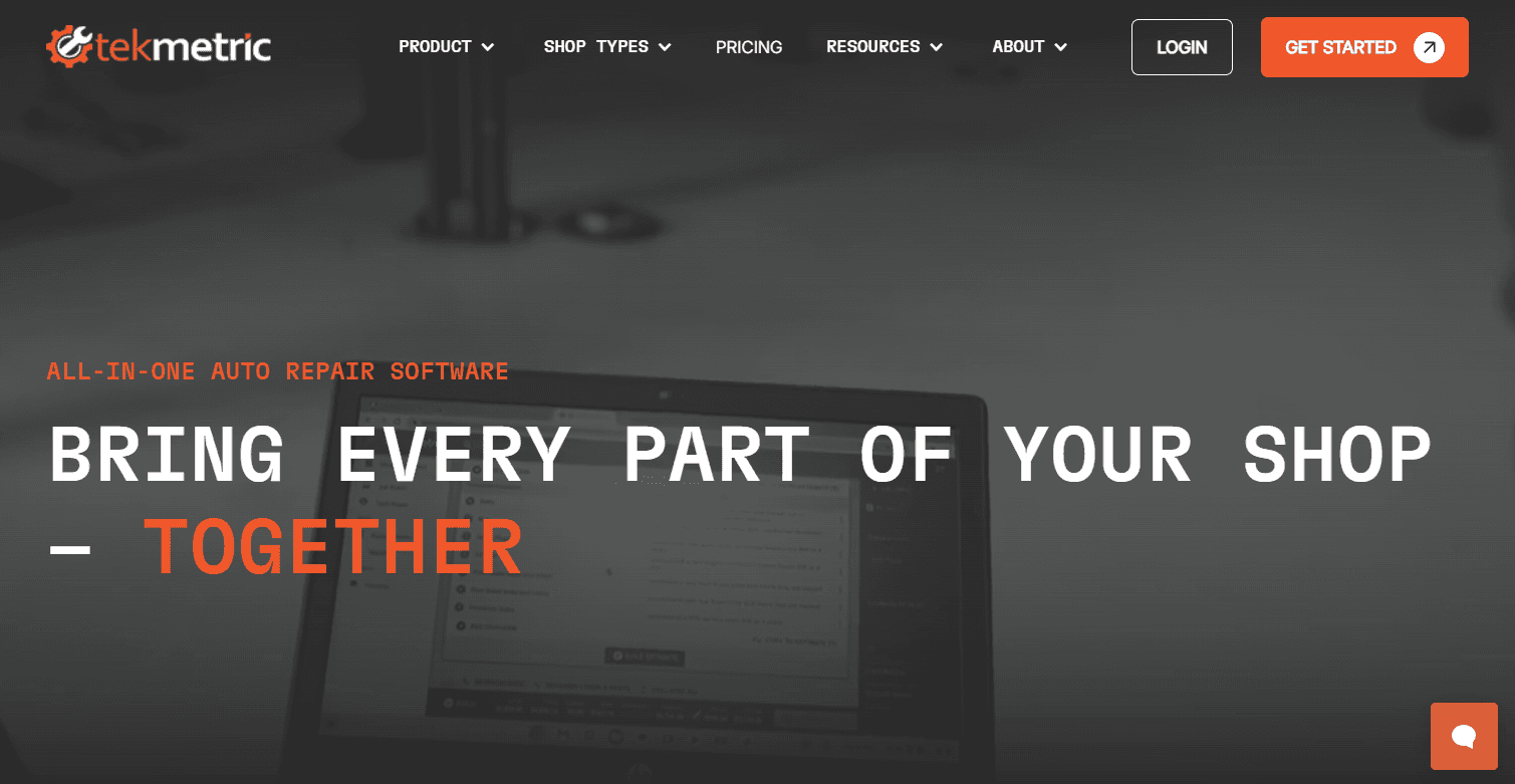 Tekmetric auto repair software homepage