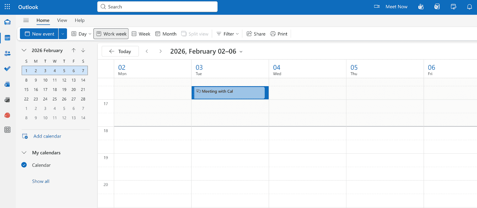 Microsoft Outlook Calendar