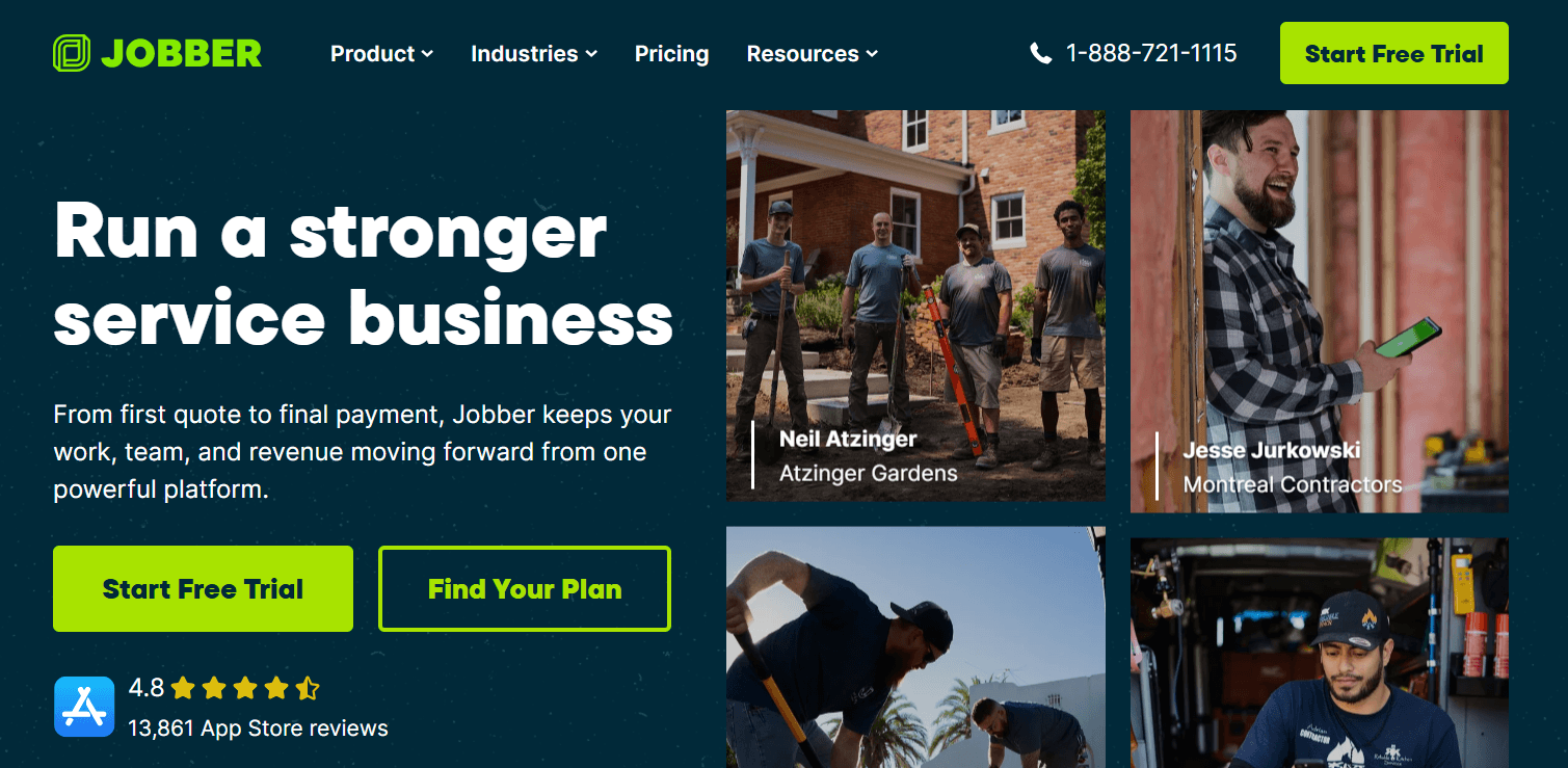 Jobber service business website homepage