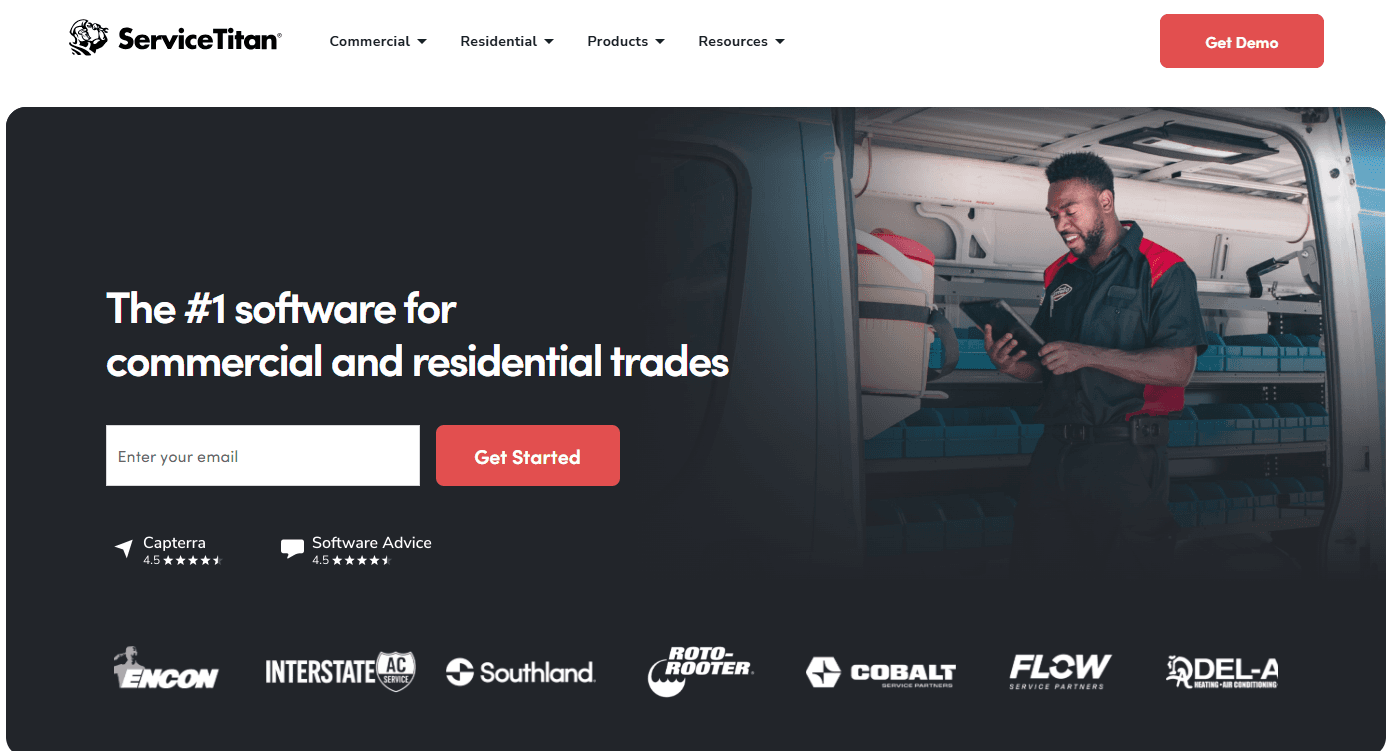 ServiceTitan homepage for trade businesses