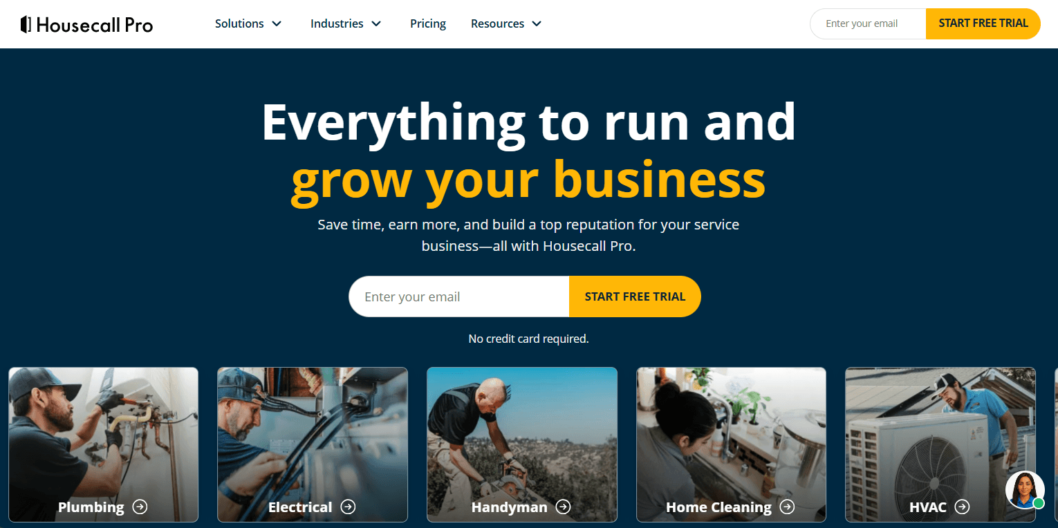Housecall Pro homepage hero section