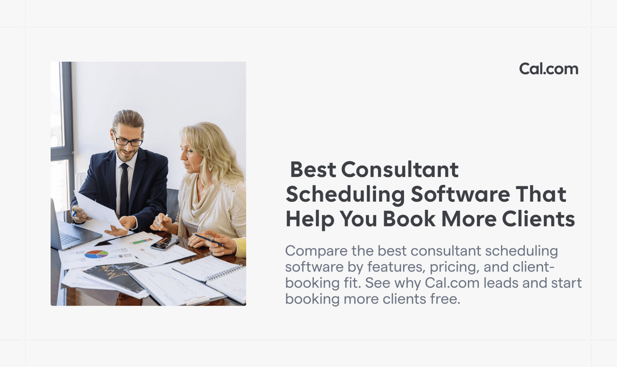 Cal.com blog banner about consultant scheduling software