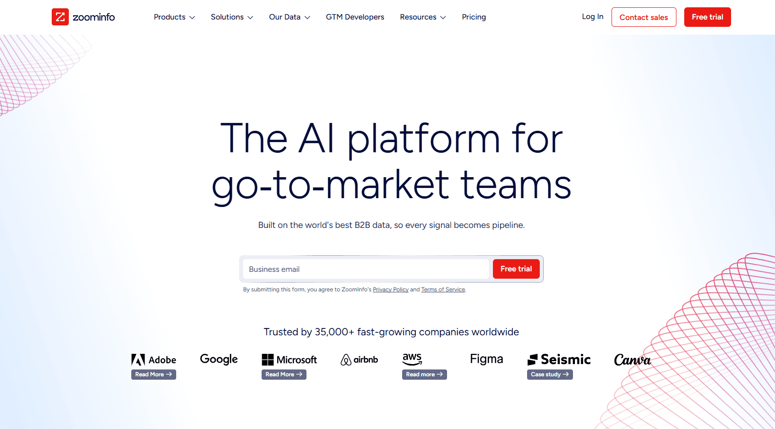 ZoomInfo homepage