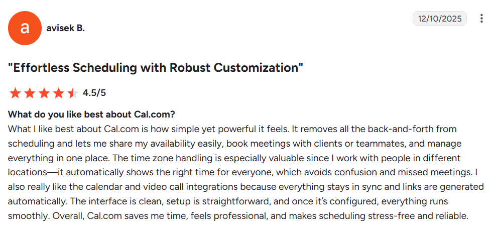 Avisek’s review of Cal.com