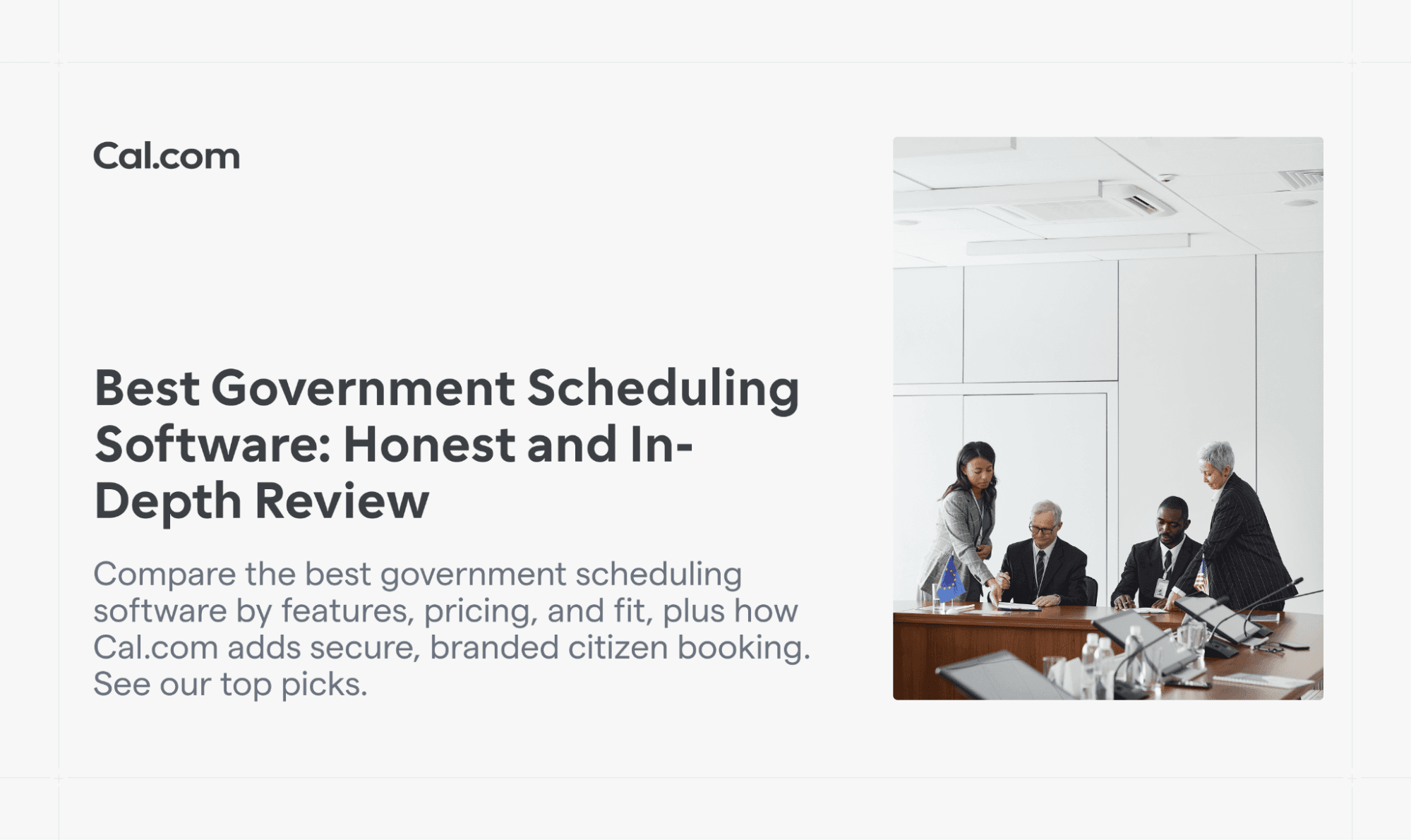Cal.com blog banner about government scheduling software