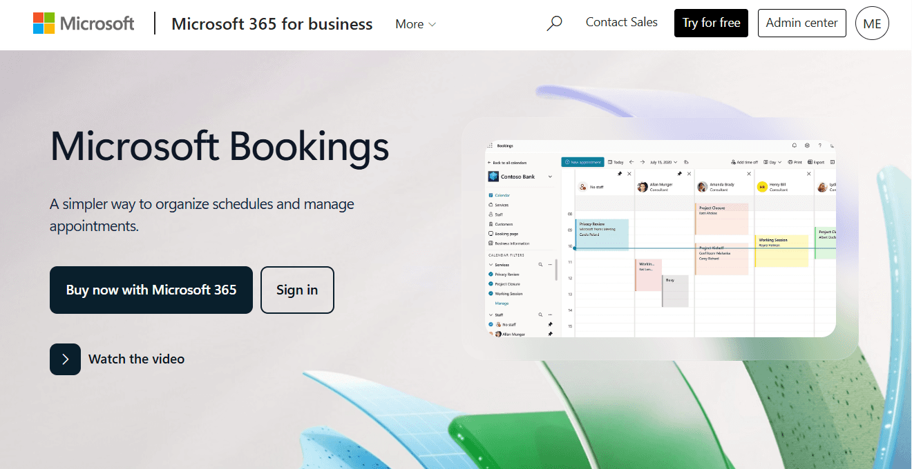 Microsoft Bookings homepage