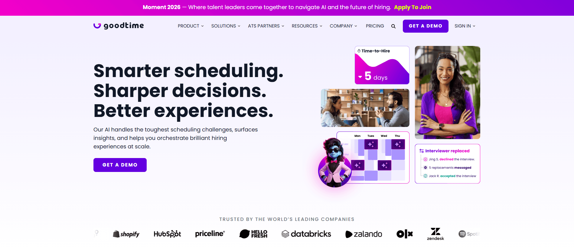 GoodTime AI interview scheduling homepage