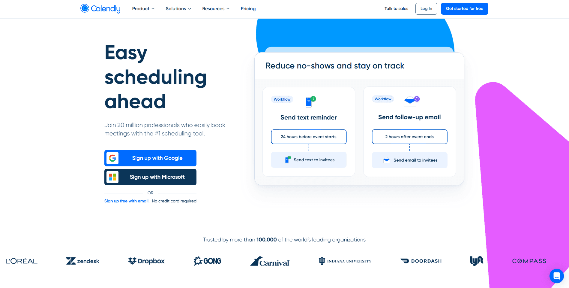 Calendly homepage hero section