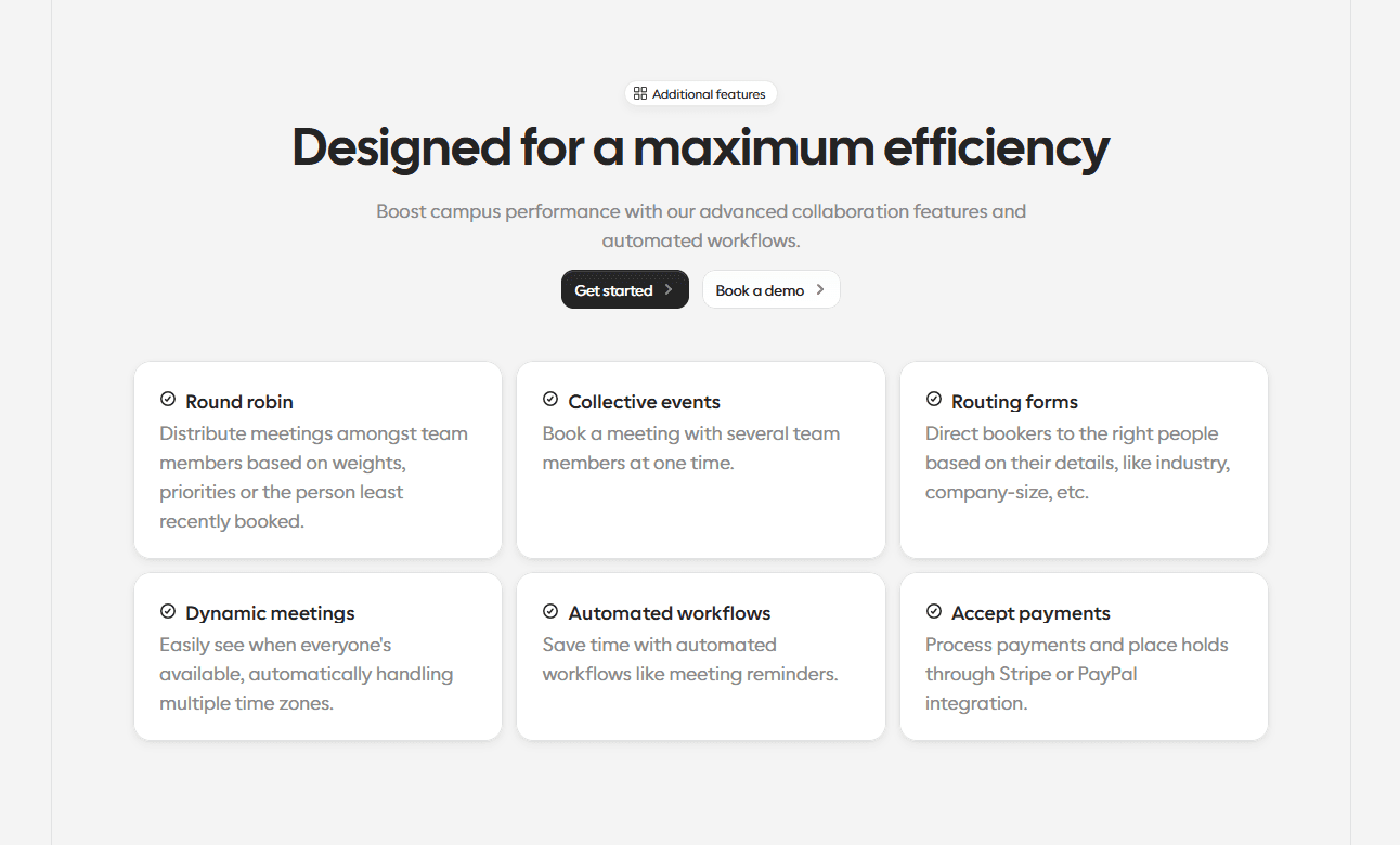 Cal.com's advanced collaboration features and automated workflows