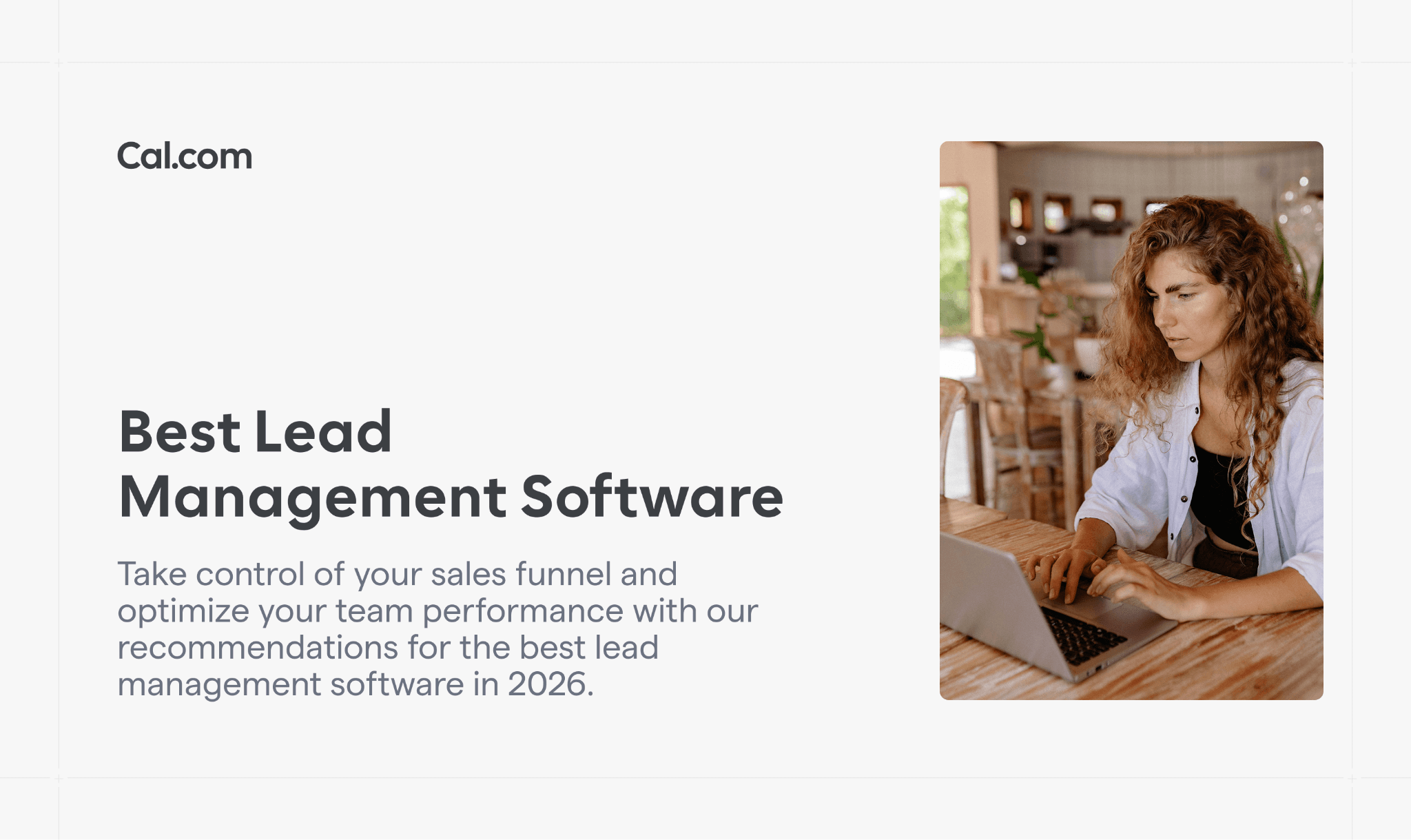Cal.com blog banner about lead management software