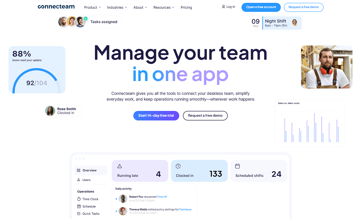 Connecteam team management app dashboard