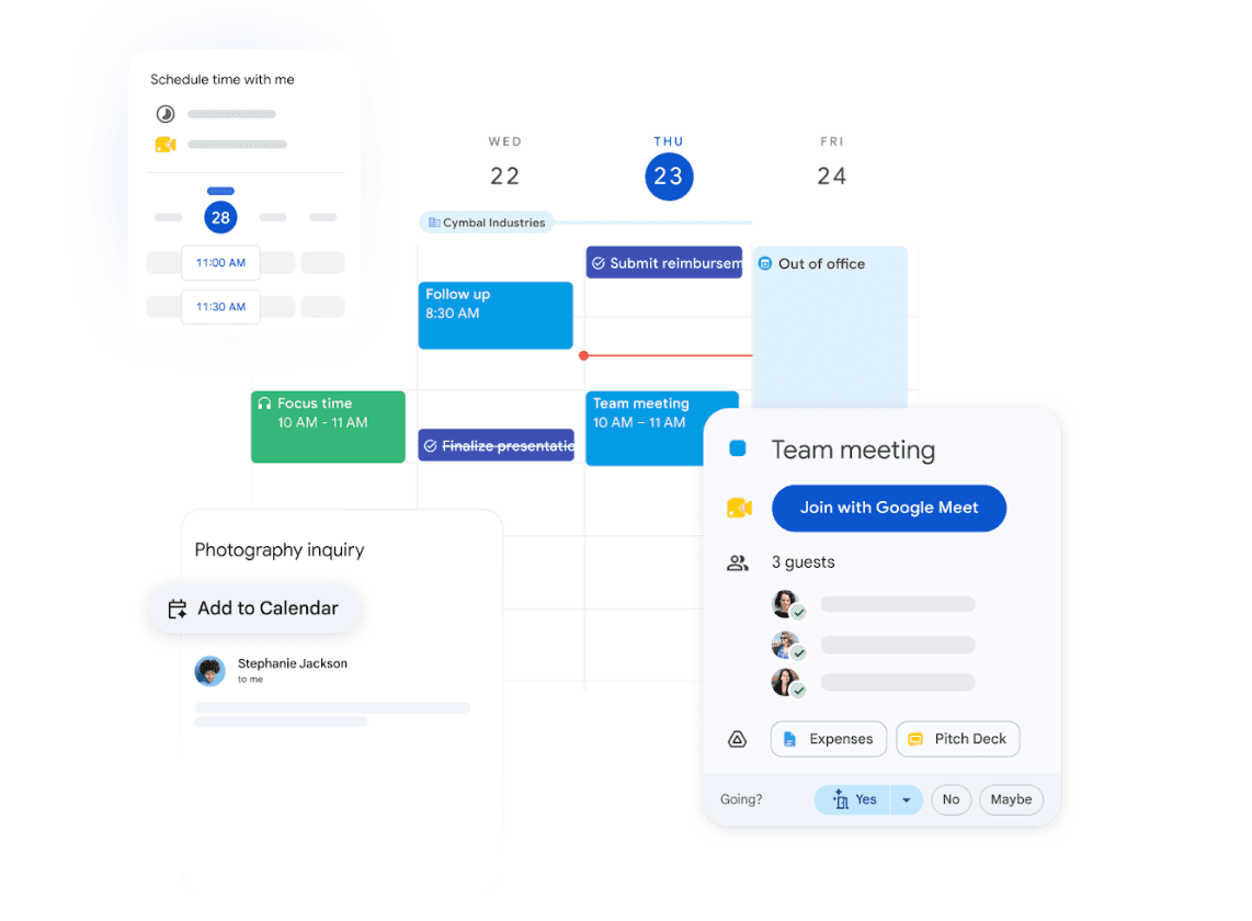Illustration of Google Calendar's scheduling interface