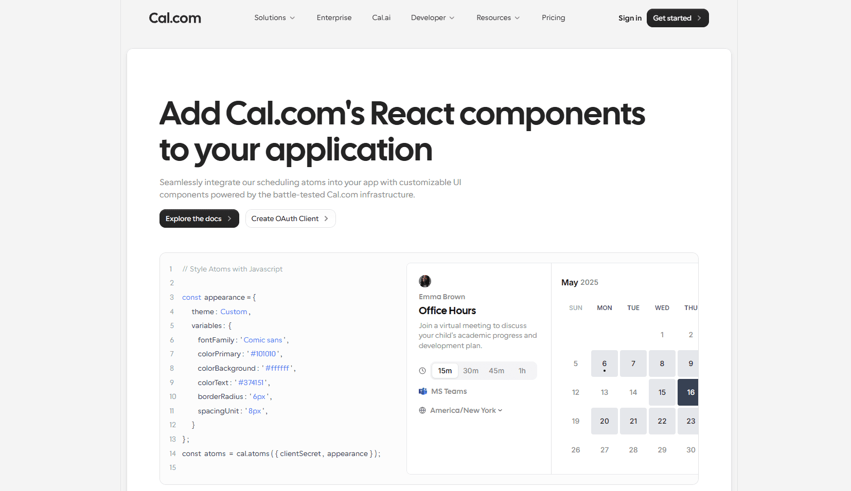 Add Cal.com's React components to your application