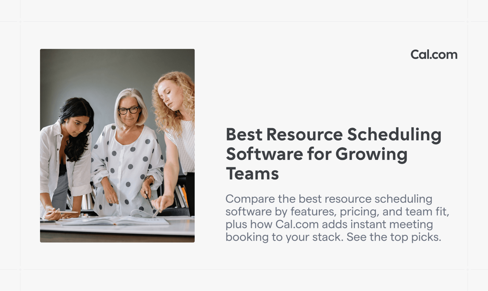 Cal.com blog banner about resource scheduling software