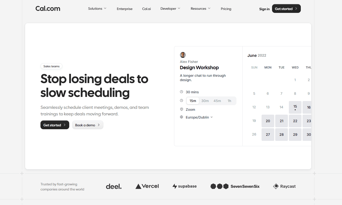 Screenshot of Cal.com homepage