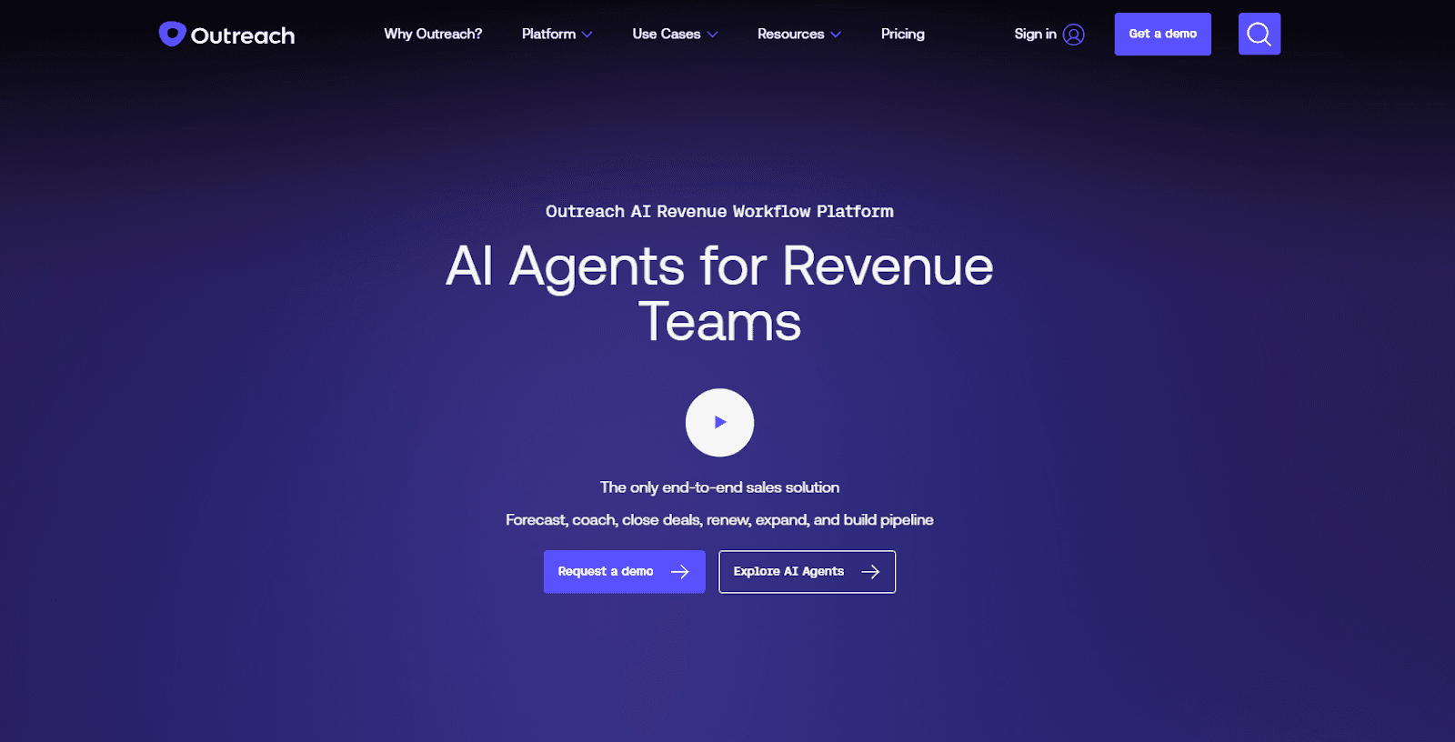 Screenshot of Outreach homepage