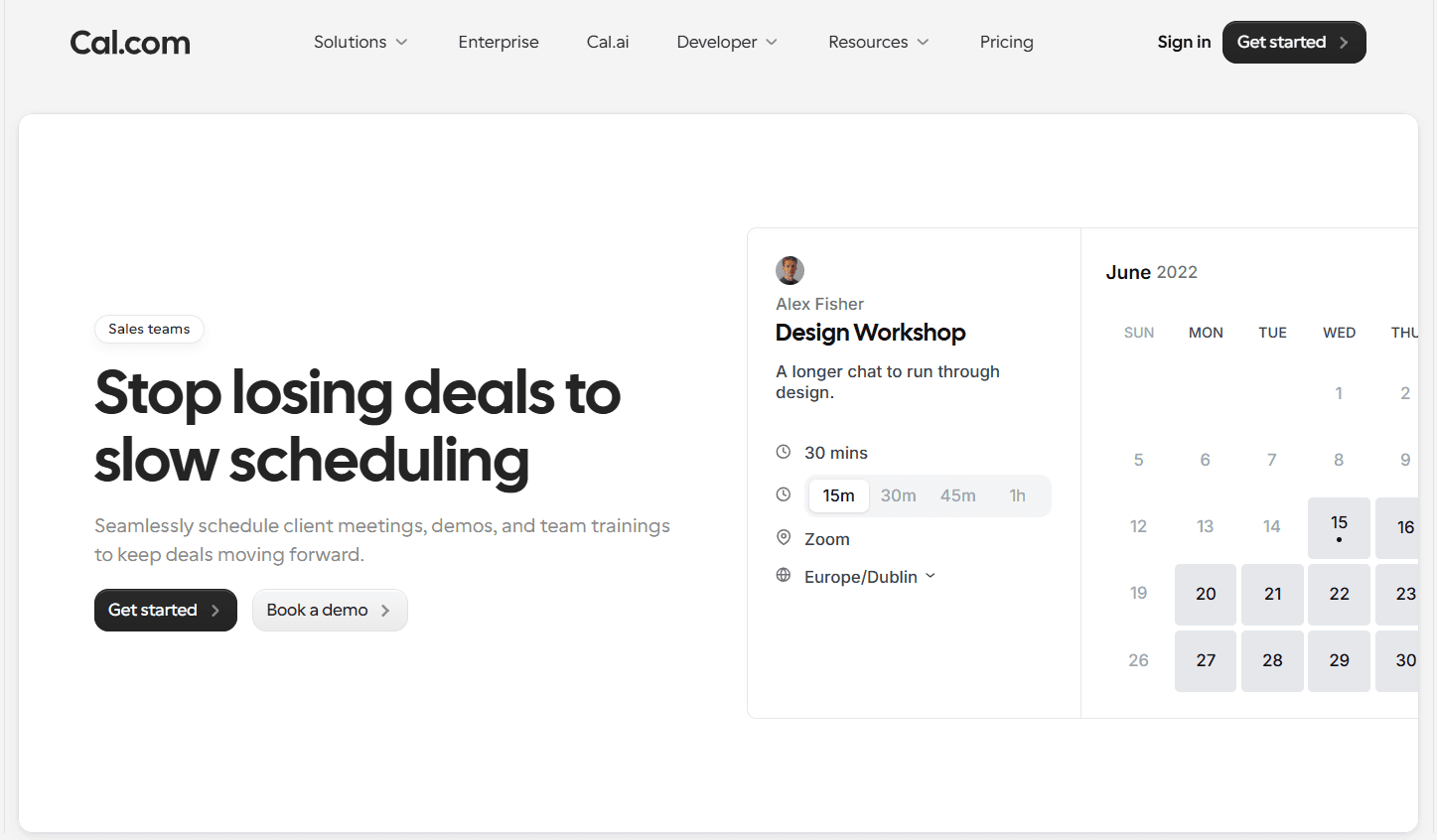 Cal.com sales specialty page