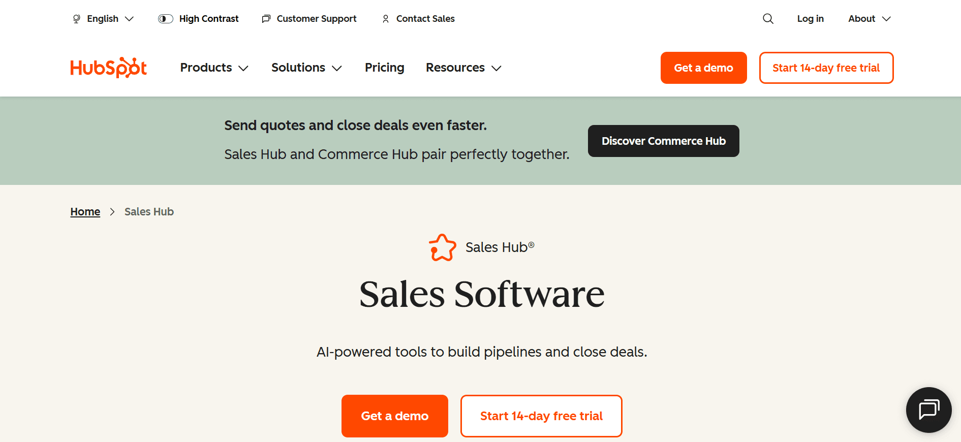 HubSpot homepage