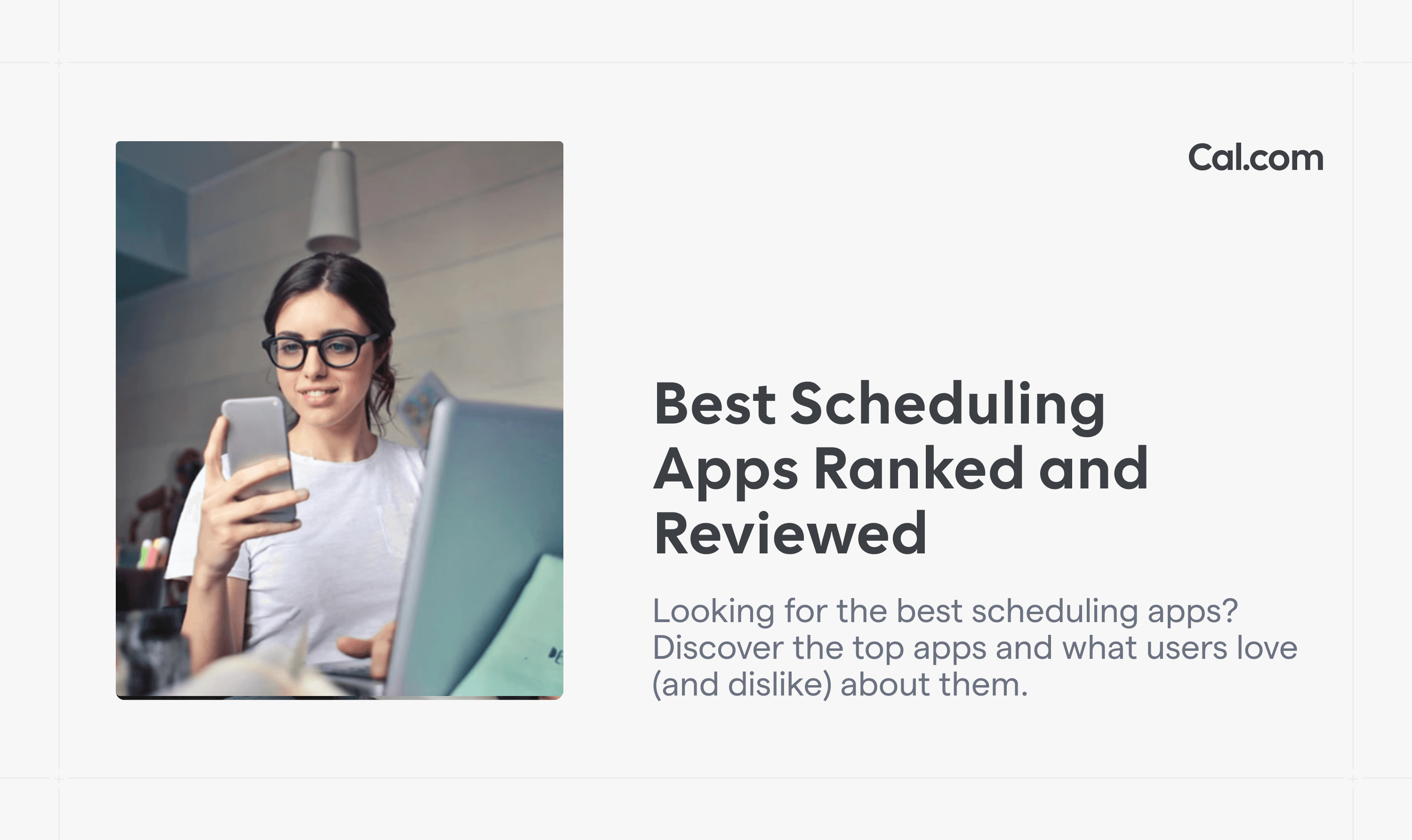 Woman using phone next to best scheduling apps blog title