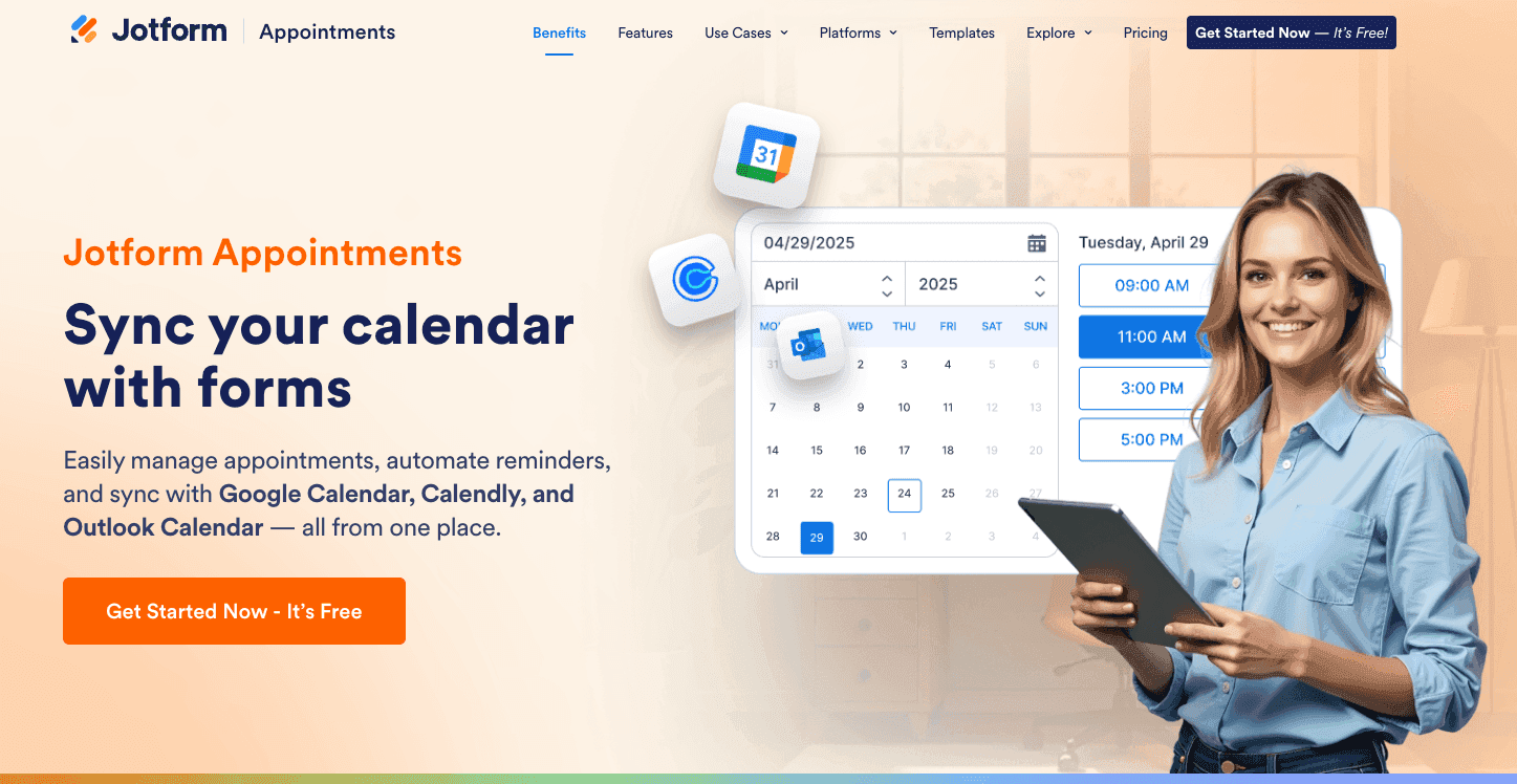 Jotform Appointments homepage
