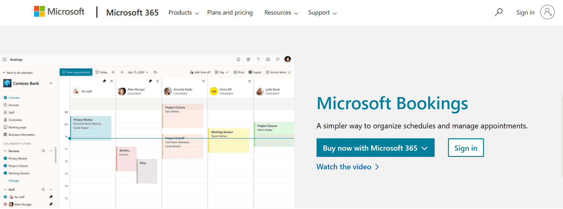 Microsoft Bookings homepage