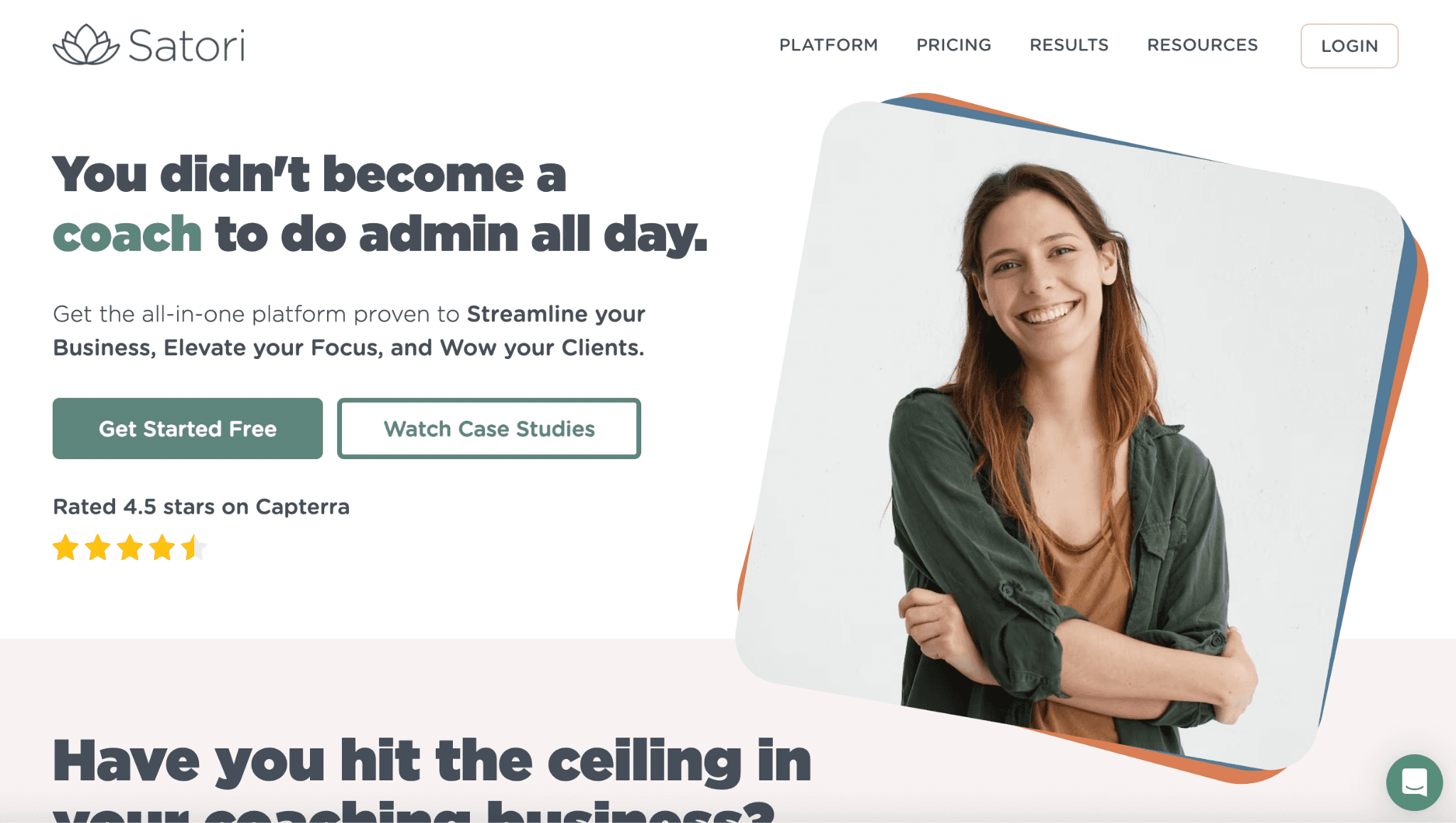 Screenshot of Satori's home page