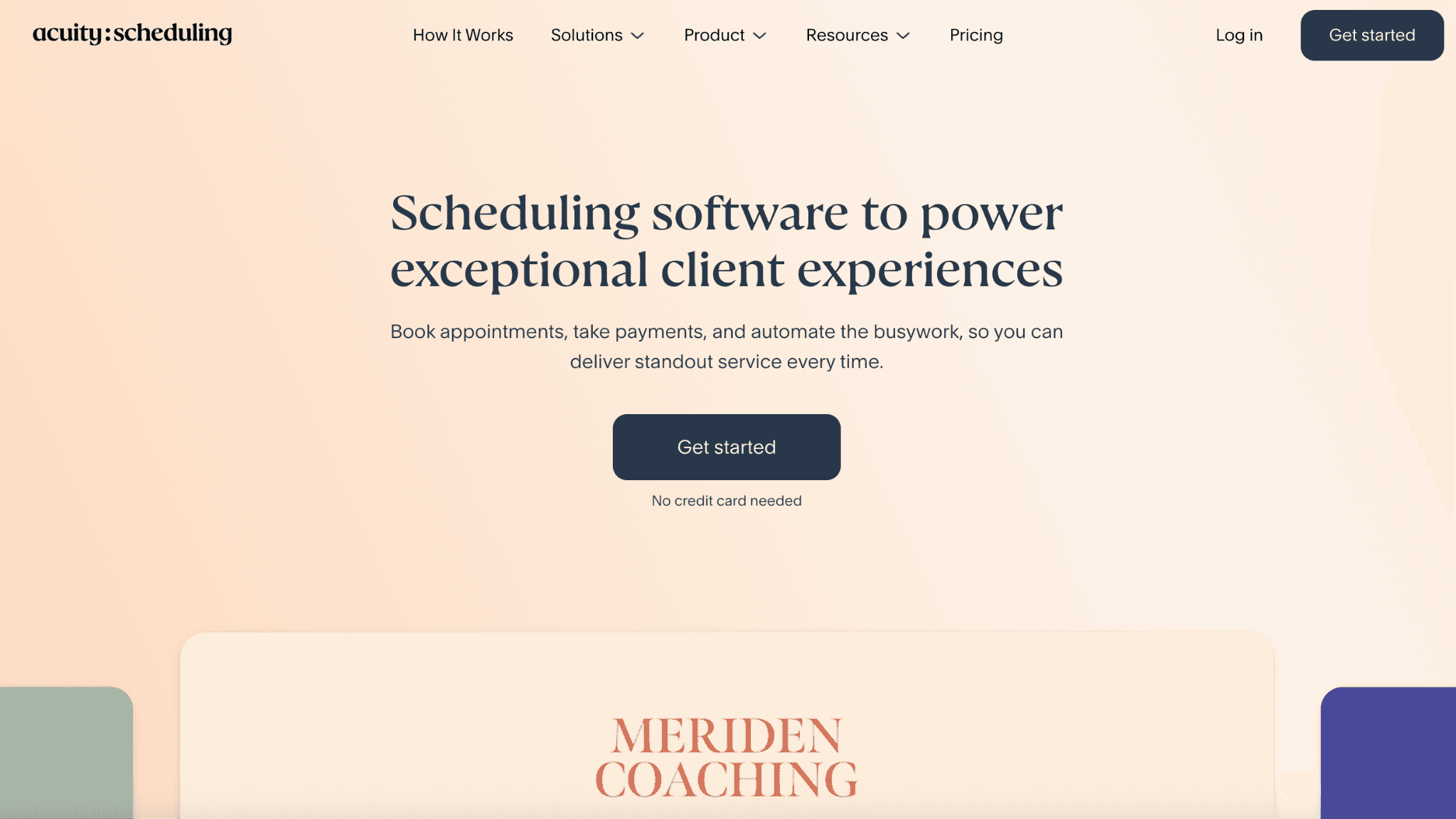Screeshot of Acuity Scheduling's homepage