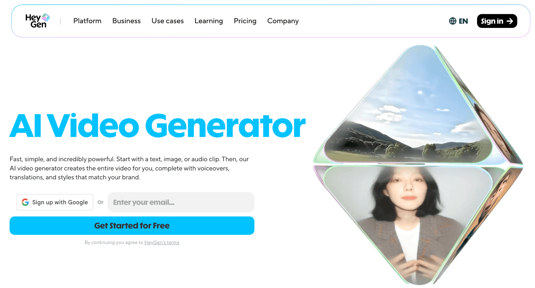 Hey Gen homepage