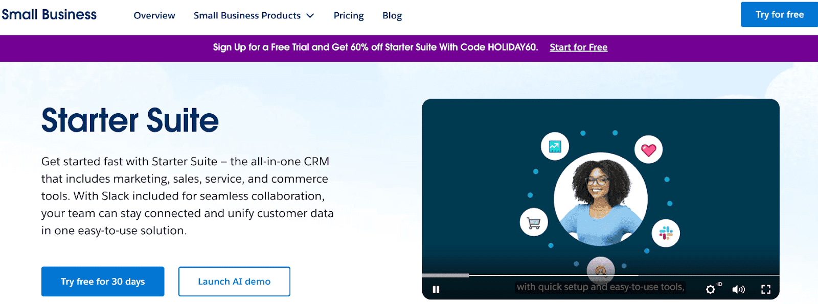 Salesforce Starter Suite is the best CRM and sales software for small businesses.