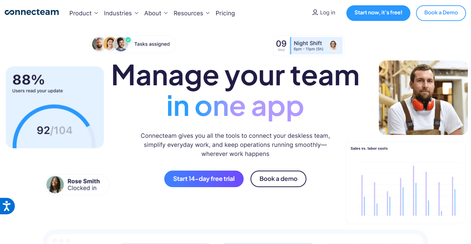 Connecteam homepage hero section