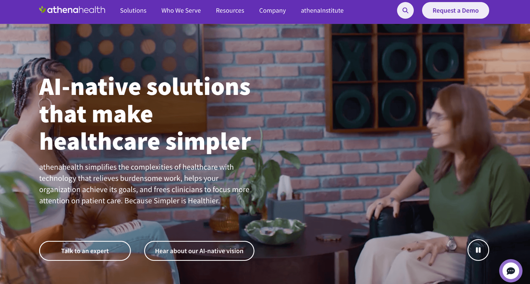 athenahealth's homepage screenshot
