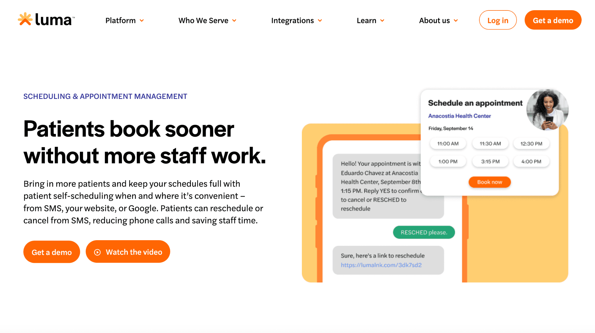 LumaHealth's homepage screenshot