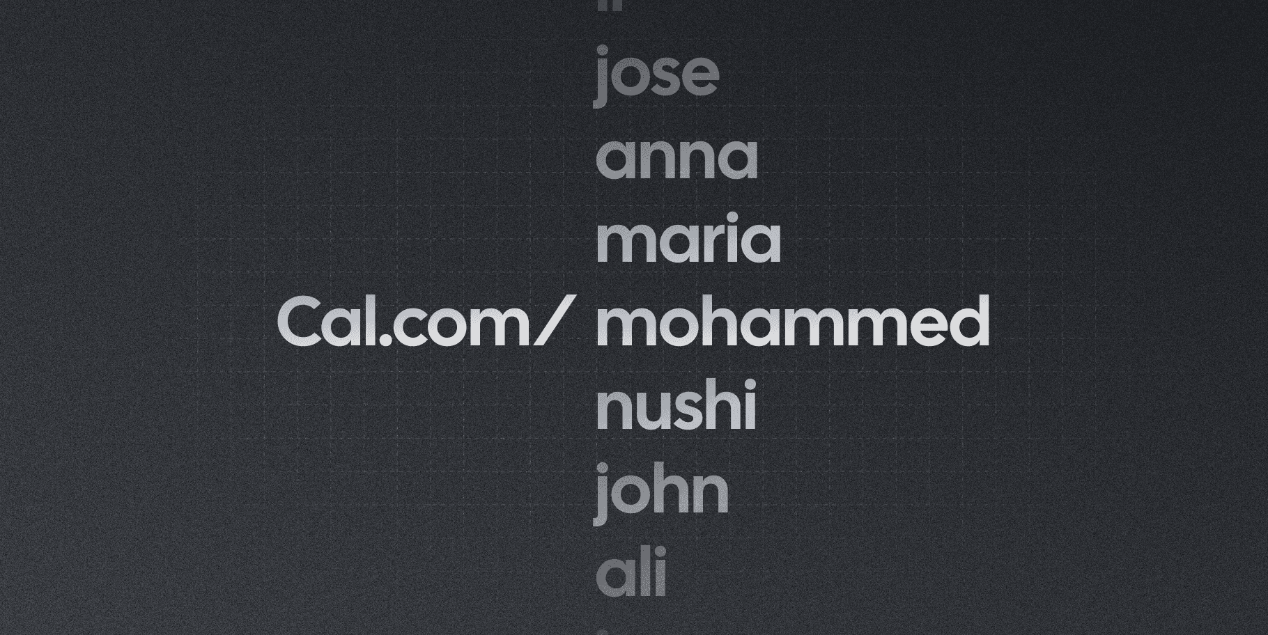 List of names under the Cal.com slash URL