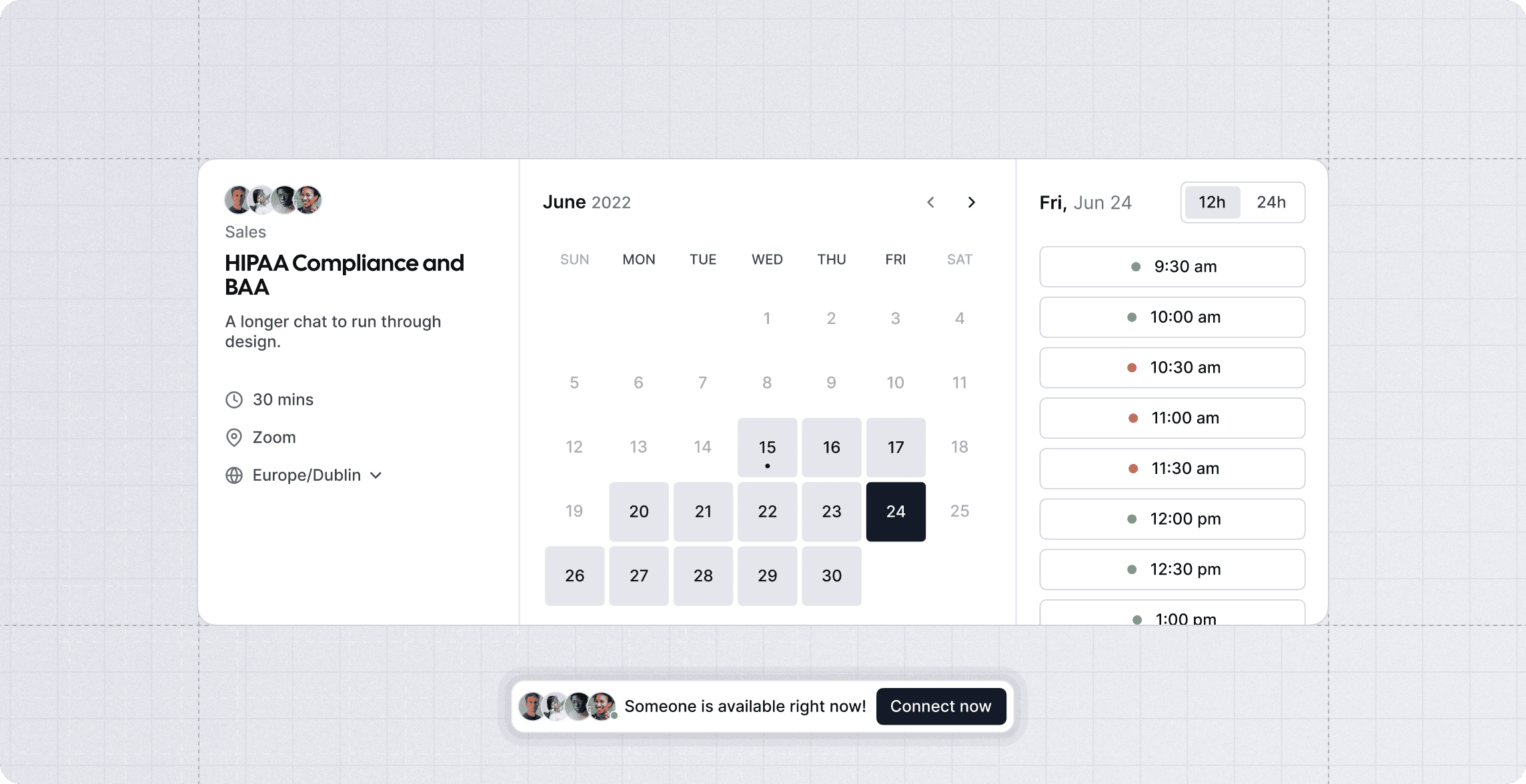 Screenshot of Cal.com instant meeting booking page